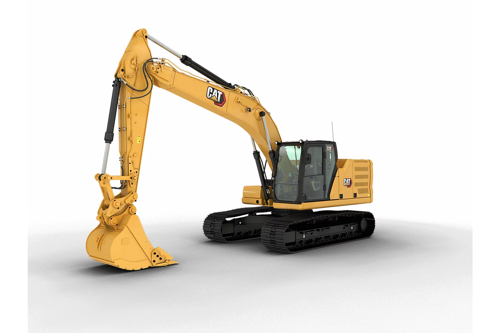 Caterpillar Cat 320 excavator on a white background